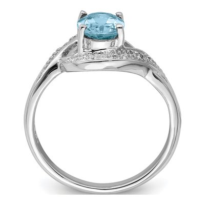 Sterling Silver Swiss Blue Topaz & Diamond Ring – view 3
