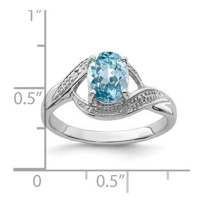 Sterling Silver Swiss Blue Topaz & Diamond Ring – view 4