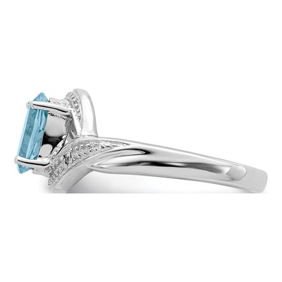 Sterling Silver Swiss Blue Topaz & Diamond Ring – view 5