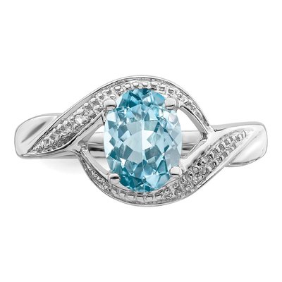 Sterling Silver Swiss Blue Topaz & Diamond Ring – view 6