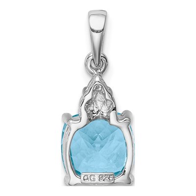 Sterling Silver Sky Blue Topaz & Diamond Lt Pendant – view 5