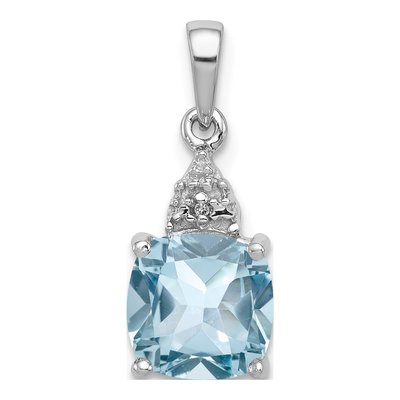 Sterling Silver Sky Blue Topaz & Diamond Lt Pendant