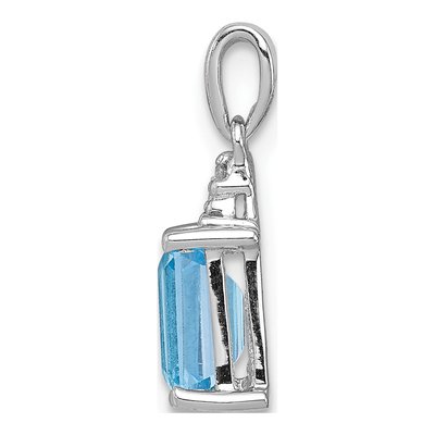 Sterling Silver Sky Blue Topaz & Diamond Pendant – view 3