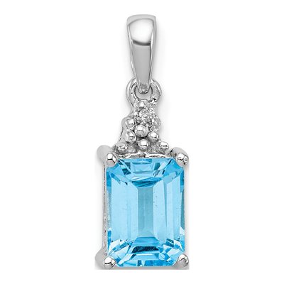 Sterling Silver Sky Blue Topaz & Diamond Pendant