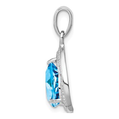 Sterling Silver Swiss Blue Topaz & Diamond Pendant – view 3