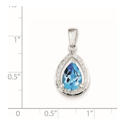 Sterling Silver Swiss Blue Topaz & Diamond Pendant – view 4