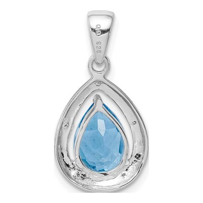 Sterling Silver Swiss Blue Topaz & Diamond Pendant – view 5