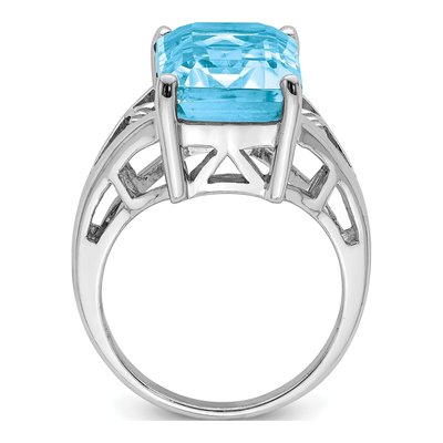 Sterling Silver Swiss Blue Topaz & Diamond Ring – view 2