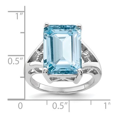 Sterling Silver Swiss Blue Topaz & Diamond Ring – view 3