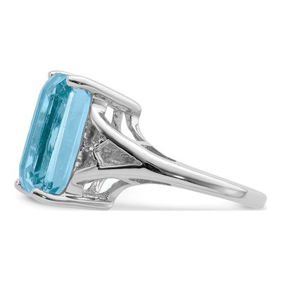 Sterling Silver Swiss Blue Topaz & Diamond Ring – view 4