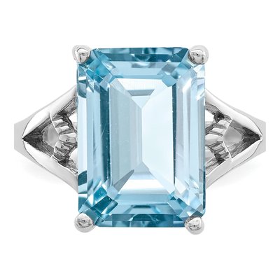 Sterling Silver Swiss Blue Topaz & Diamond Ring – view 5