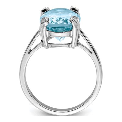 Sterling Silver Swiss Blue Topaz & Diamond Ring – view 2