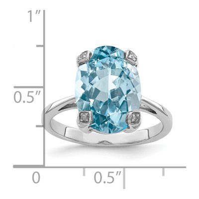 Sterling Silver Swiss Blue Topaz & Diamond Ring – view 3