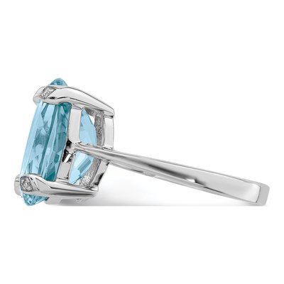 Sterling Silver Swiss Blue Topaz & Diamond Ring – view 4