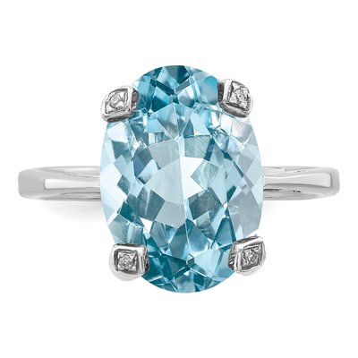 Sterling Silver Swiss Blue Topaz & Diamond Ring – view 5