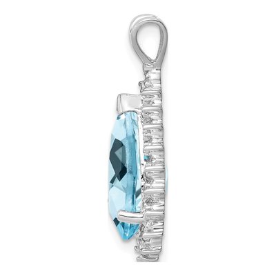 Sterling Silver Sky Blue Topaz & Diamond Pendant – view 3