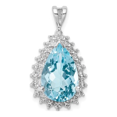 Sterling Silver Sky Blue Topaz & Diamond Pendant