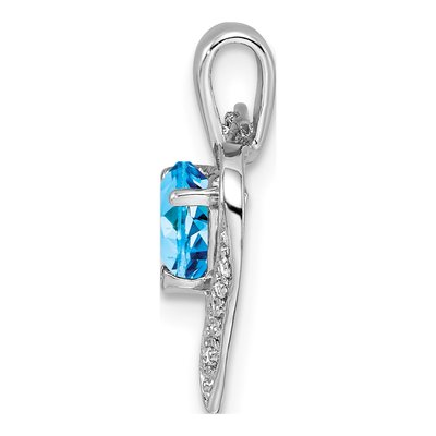 Sterling Silver Swiss Blue Topaz & Diamond Heart Pendant – view 3