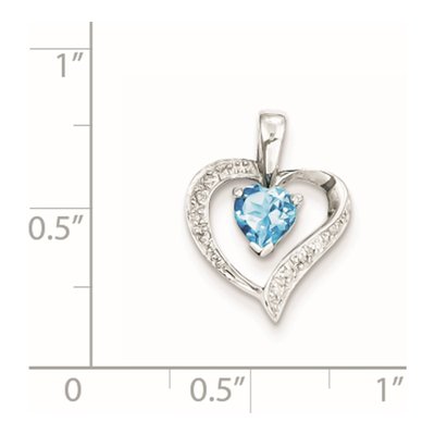 Sterling Silver Swiss Blue Topaz & Diamond Heart Pendant – view 4