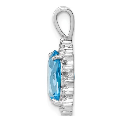 Sterling Silver Swiss Blue Topaz & Diamond Oval Pendant – view 3