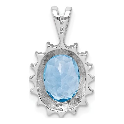 Sterling Silver Swiss Blue Topaz & Diamond Oval Pendant – view 5