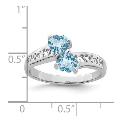 Sterling Silver Swiss Blue Topaz Heart Ring – view 5