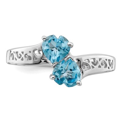 Sterling Silver Swiss Blue Topaz Heart Ring – view 6