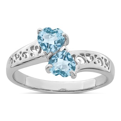 Sterling Silver Swiss Blue Topaz Heart Ring