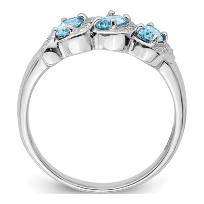 Sterling Silver Swiss Blue Topaz & Diamond Ring – view 3