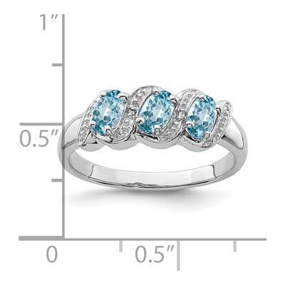 Sterling Silver Swiss Blue Topaz & Diamond Ring – view 4