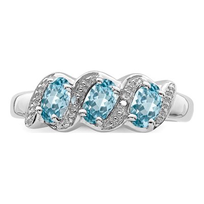Sterling Silver Swiss Blue Topaz & Diamond Ring – view 6