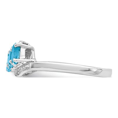 Sterling Silver Swiss Blue Topaz & Diamond 3-Stone Ring – view 5