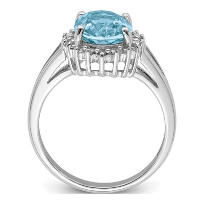 Sterling Silver Swiss Blue Topaz & Diamond Ring – view 3