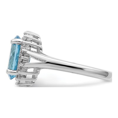 Sterling Silver Swiss Blue Topaz & Diamond Ring – view 4