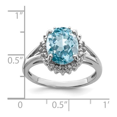 Sterling Silver Swiss Blue Topaz & Diamond Ring – view 5