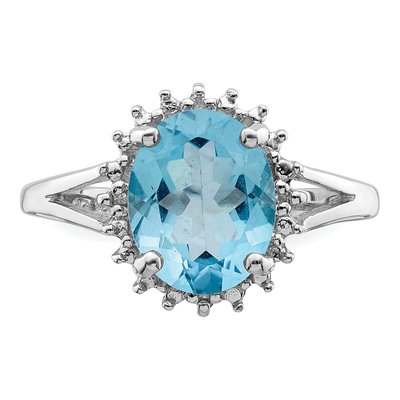 Sterling Silver Swiss Blue Topaz & Diamond Ring – view 6