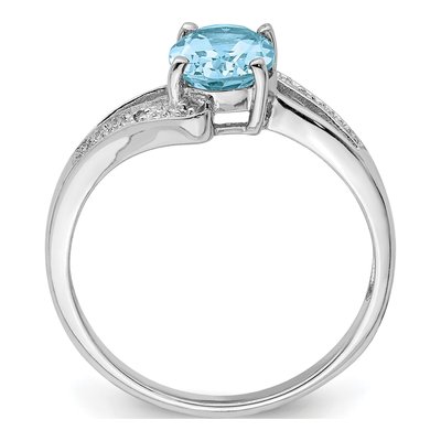 Sterling Silver Swiss Blue Topaz & Diamond Ring – view 3