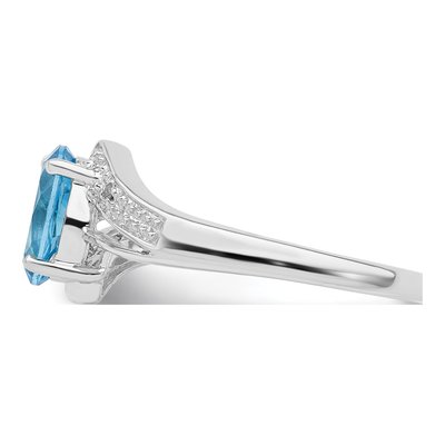 Sterling Silver Swiss Blue Topaz & Diamond Ring – view 4