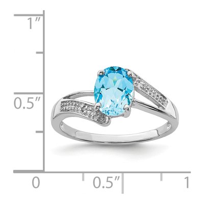 Sterling Silver Swiss Blue Topaz & Diamond Ring – view 5