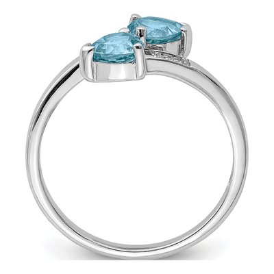 Sterling Silver Swiss Blue Topaz & Diamond Heart Ring – view 3