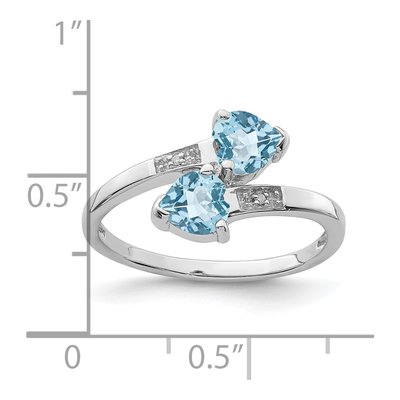Sterling Silver Swiss Blue Topaz & Diamond Heart Ring – view 4