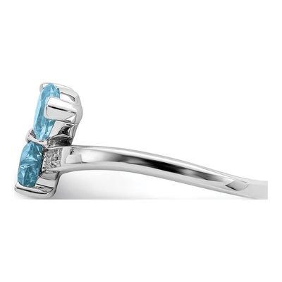 Sterling Silver Swiss Blue Topaz & Diamond Heart Ring – view 5
