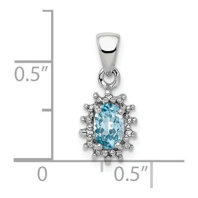 Sterling Silver Swiss Blue Topaz & Diamond Pendant – view 4