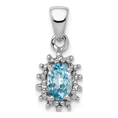 Sterling Silver Swiss Blue Topaz & Diamond Pendant
