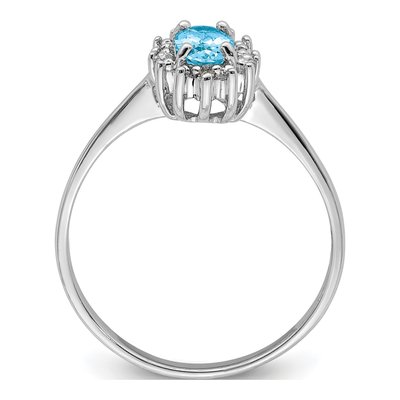 Sterling Silver Swiss Blue Topaz & Diamond Ring – view 3