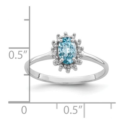 Sterling Silver Swiss Blue Topaz & Diamond Ring – view 4