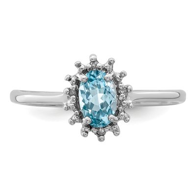 Sterling Silver Swiss Blue Topaz & Diamond Ring – view 6