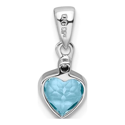 Sterling Silver Sky Blue Topaz & Diamond Heart Pendant – view 4