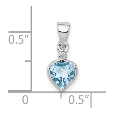 Sterling Silver Sky Blue Topaz & Diamond Heart Pendant – view 5