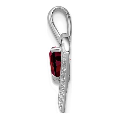 Sterling Silver Garnet & Diamond Heart Pendant – view 3